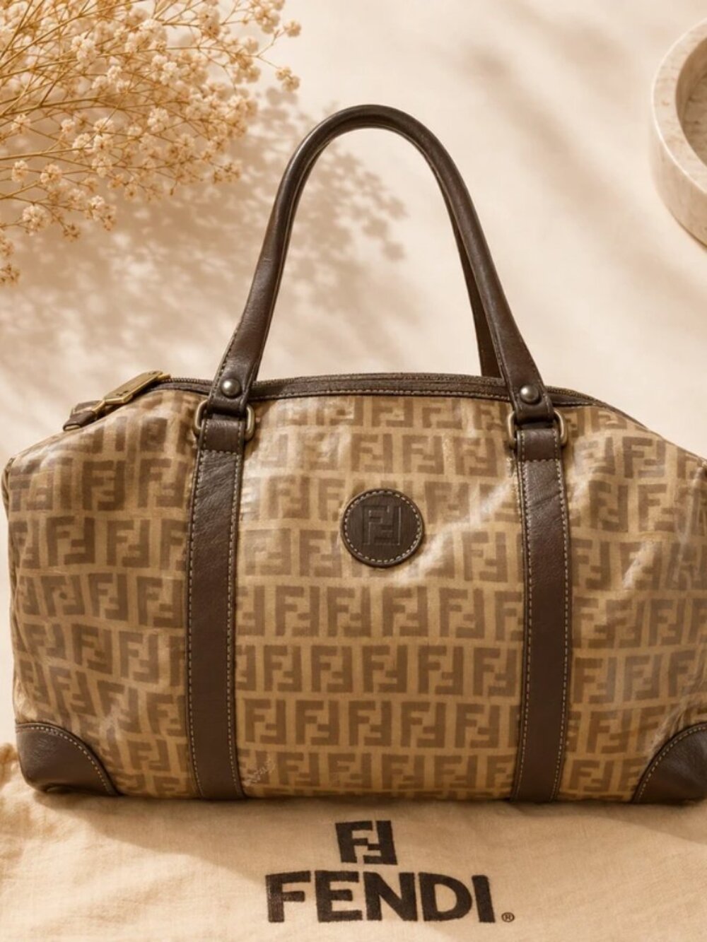 Fendi Zucchino Boston Bag